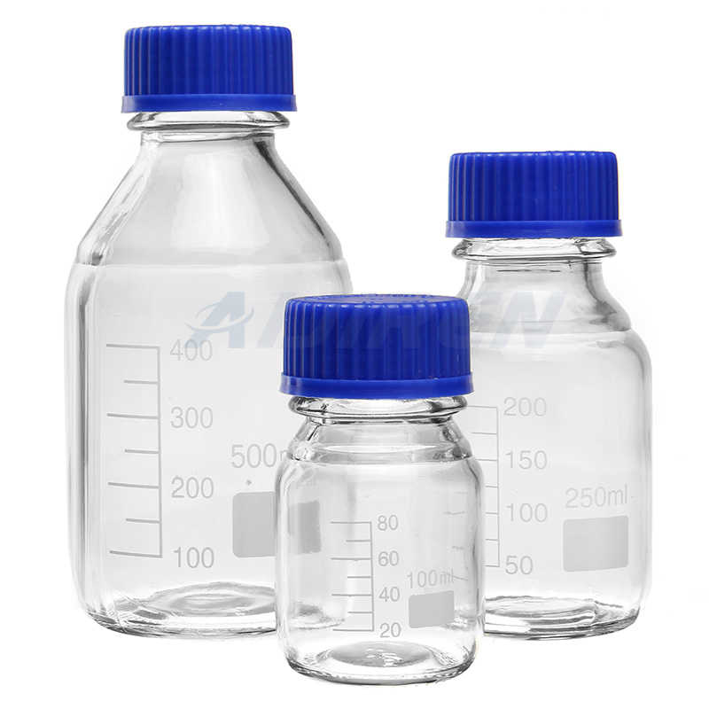 Standard Opening graduated bottle reagent 500ml with blue screw cap in